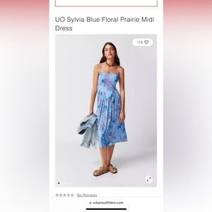 Urban Outfitters Sylvia Blue Floral Prairie Midi Dress